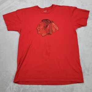 Chicago Blackhawks Shirt Mens Large Red Crewneck Hockey Team Sport Game Adult L*
